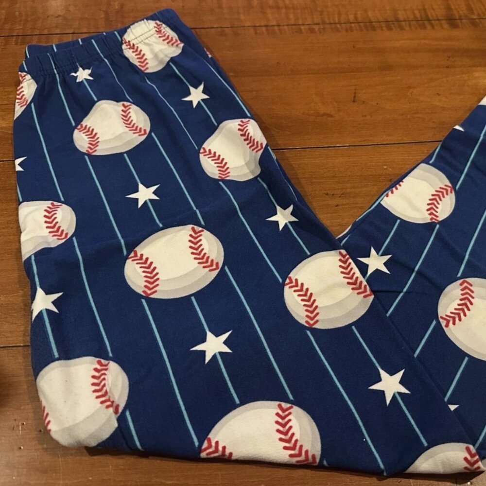 Ladies Buttery Soft Full Length Leggings- Baseball- One Size